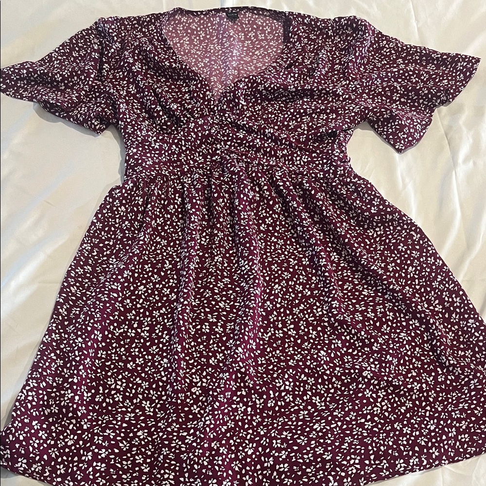SHEIN Plum Dress with White Floral Design